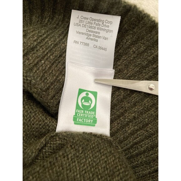 J Crew Lambswool Blend Crewneck Sweater Mens MEDIUM Olive Green Preppy Academia - Picture 7 of 9